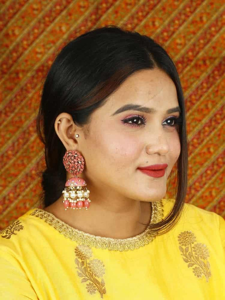 earrings - Bling Bag Coral Daliha Jhumki Earrings