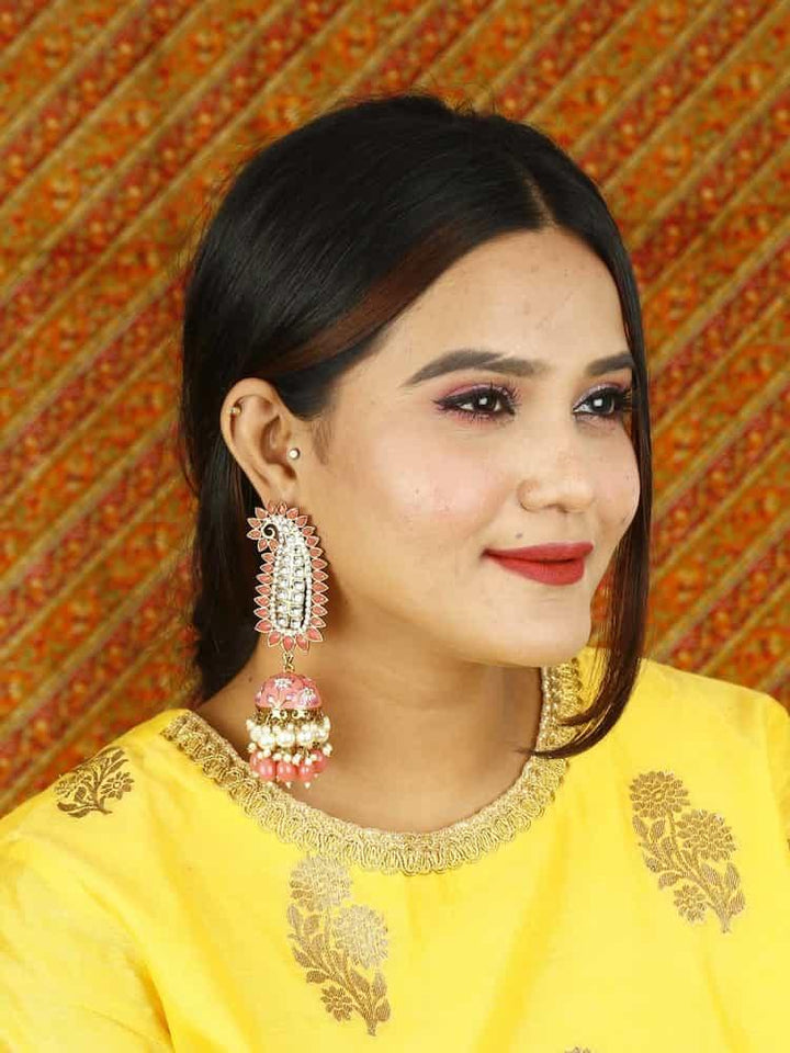 earrings - Bling Bag Coral Kaashi Designer Jhumkis