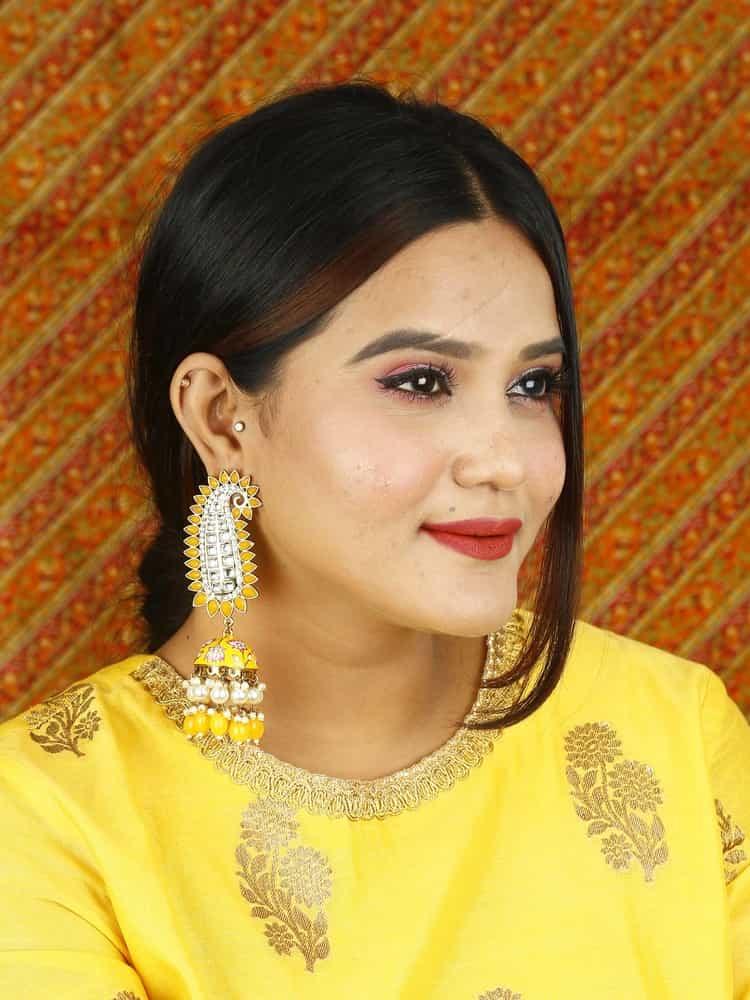 earrings - Bling Bag Lemon Kaashi Designer Jhumkis