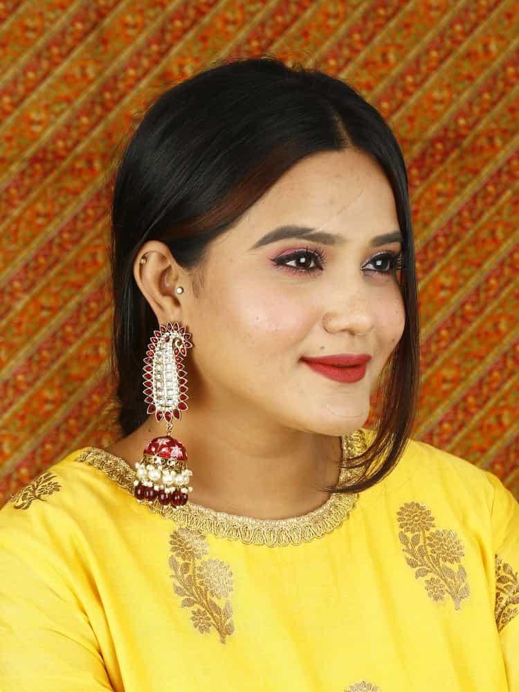 earrings - Bling Bag Maroon Kaashi Designer Jhumkis