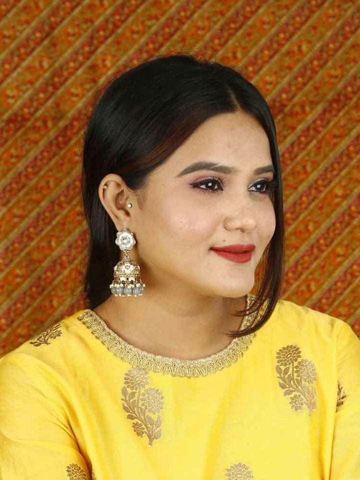 earrings - Bling Bag Grey Magone Jhumki Earrings