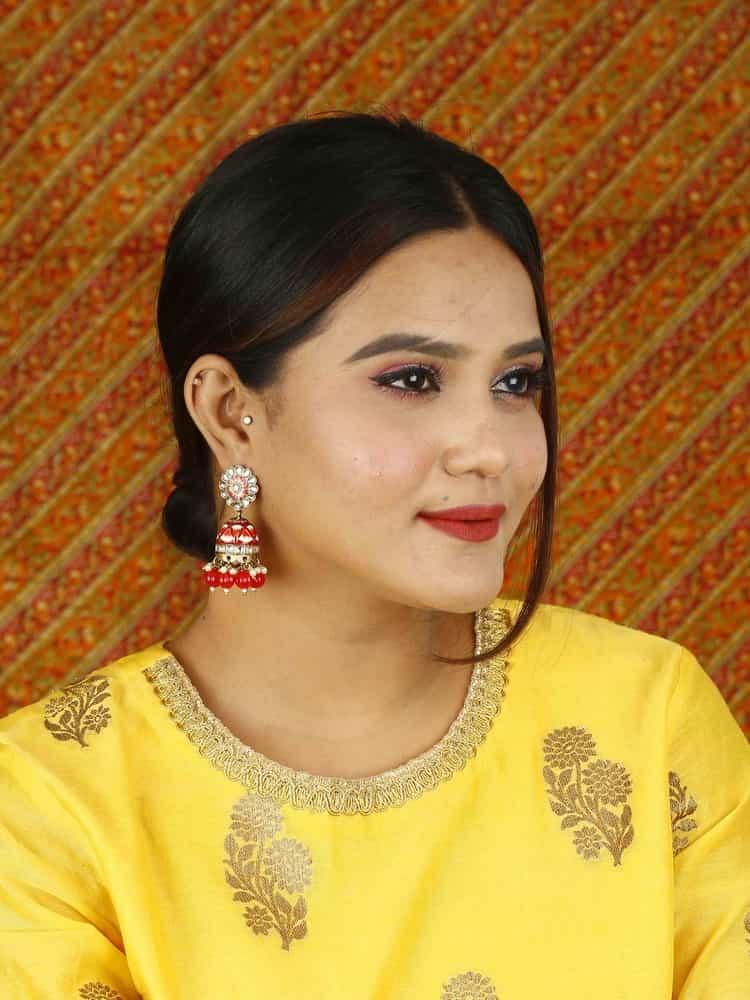 earrings - Bling Bag Red Magone Jhumki Earrings