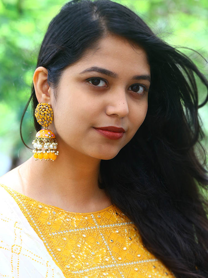 Mustard Daliha Jhumkis