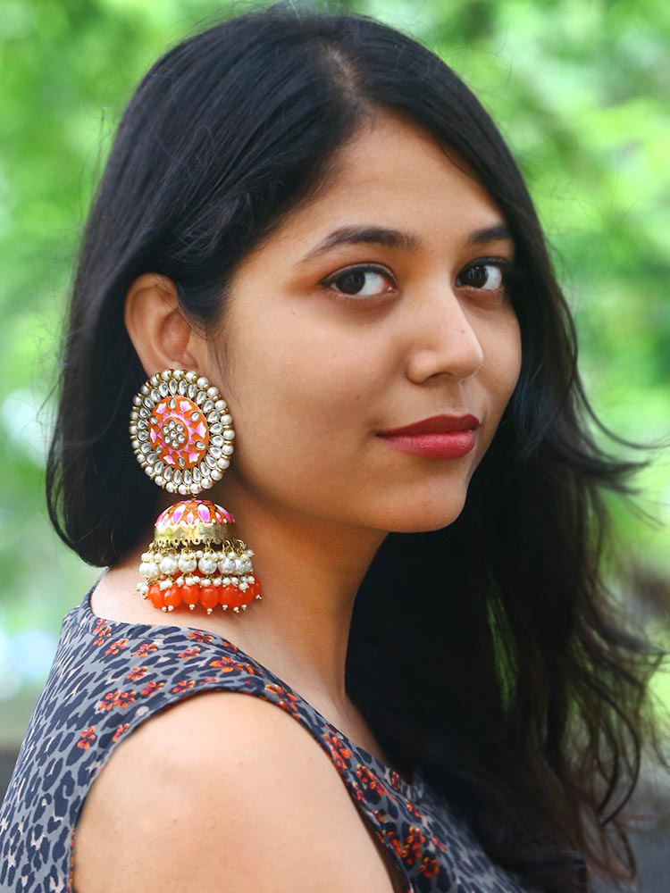 Orange Kritika Jhumkis