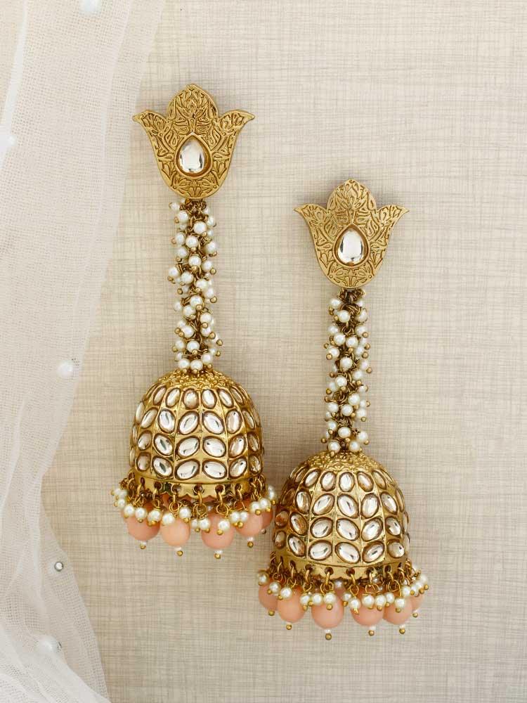 Peach Rajkumari Jhumkis - Bling Bag