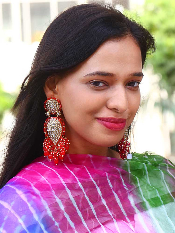 Red Chaitali Chandbalis