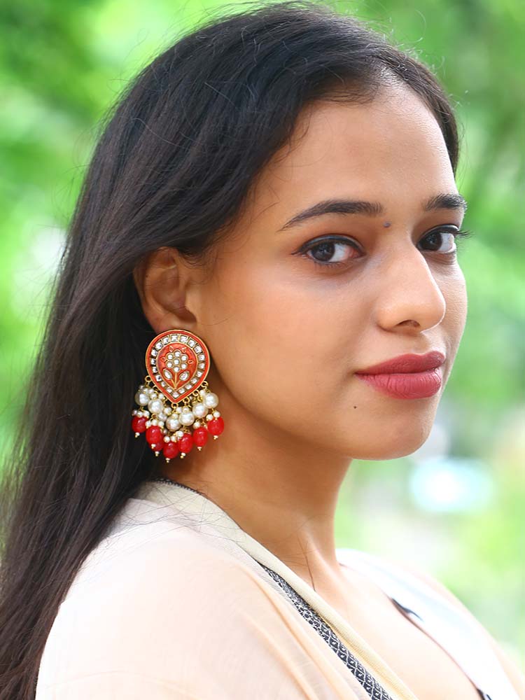 Red Charmi Dangler Earrings