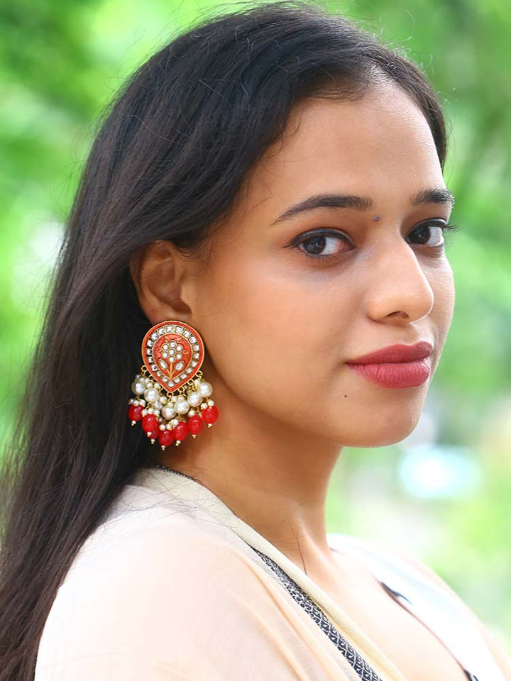 Red Charmi Dangler Earrings
