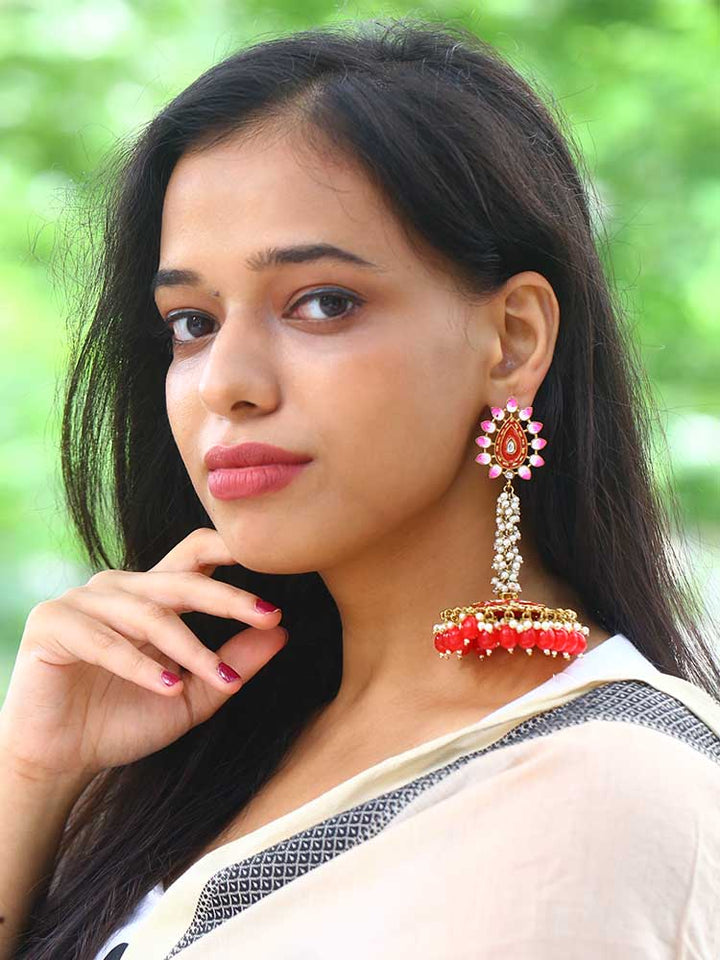 Red Jacki Jhumkis