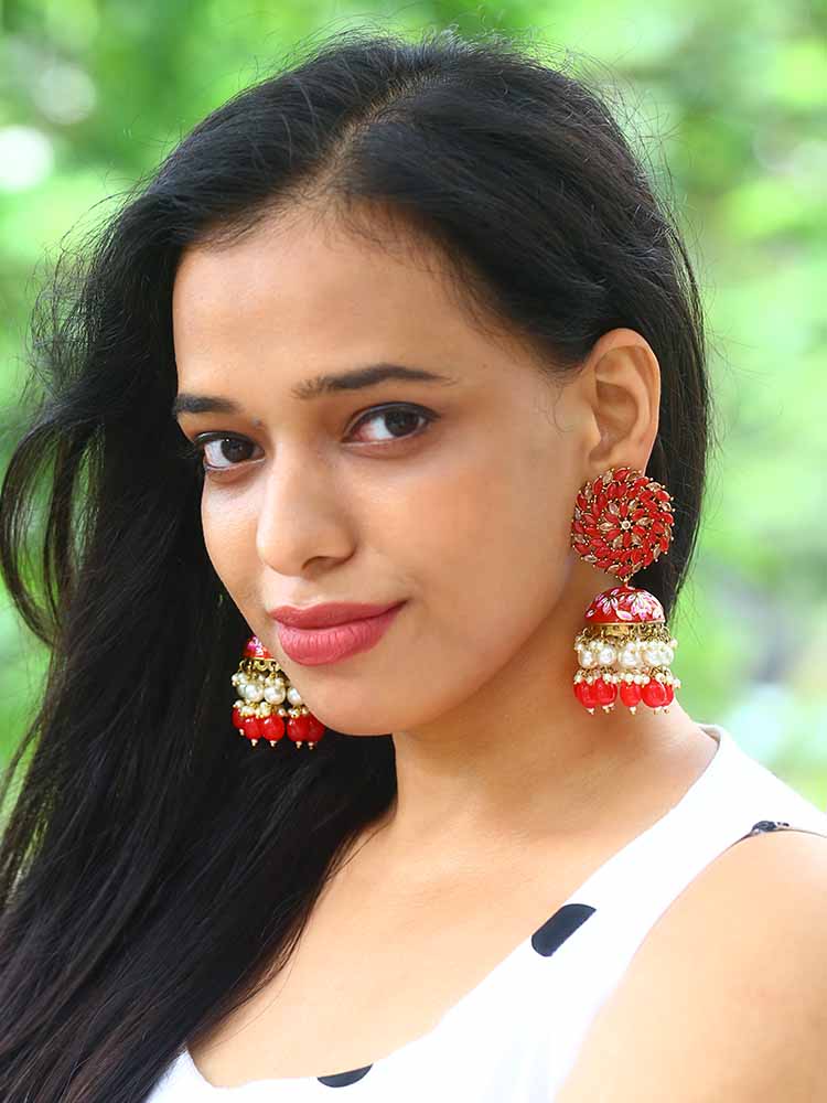 Red Jessi Jhumkis