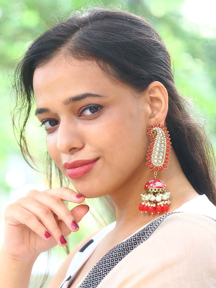 Red Kaashi Jhumkis