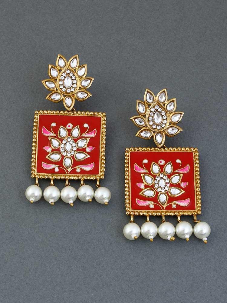 Red Kalavati Designer Earrings - Bling Bag