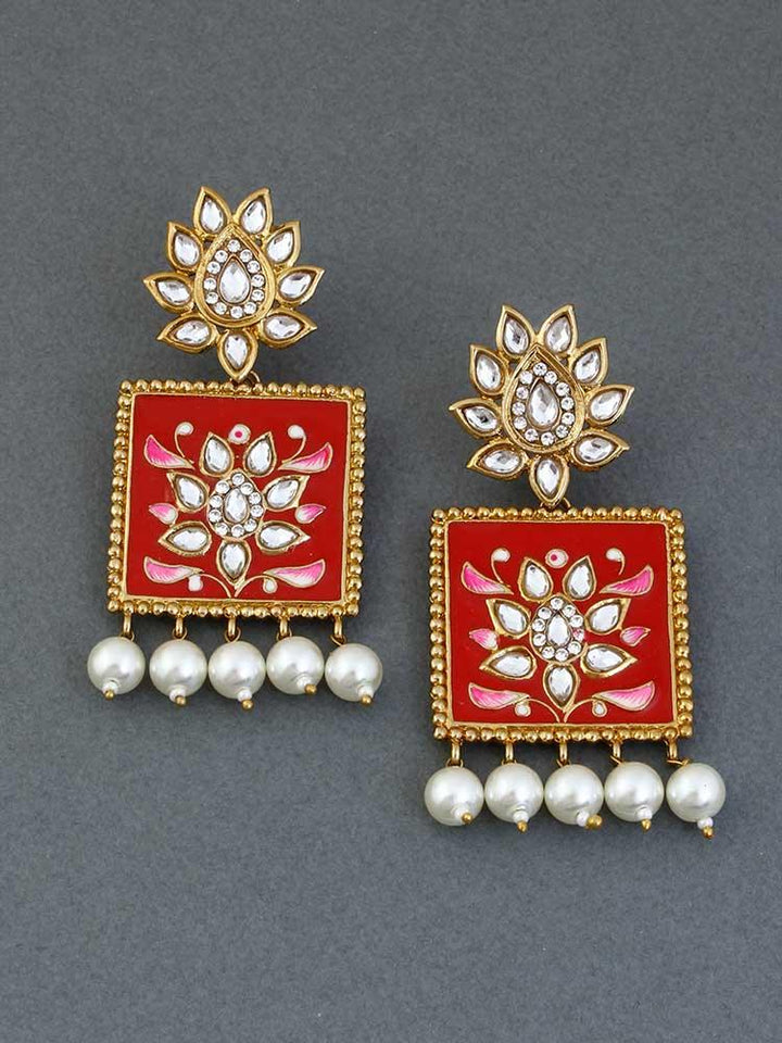 Red Kalavati Designer Earrings - Bling Bag