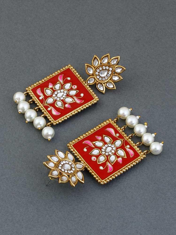 Red Kalavati Designer Earrings - Bling Bag