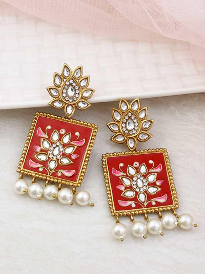 Red Kalavati Designer Earrings - Bling Bag