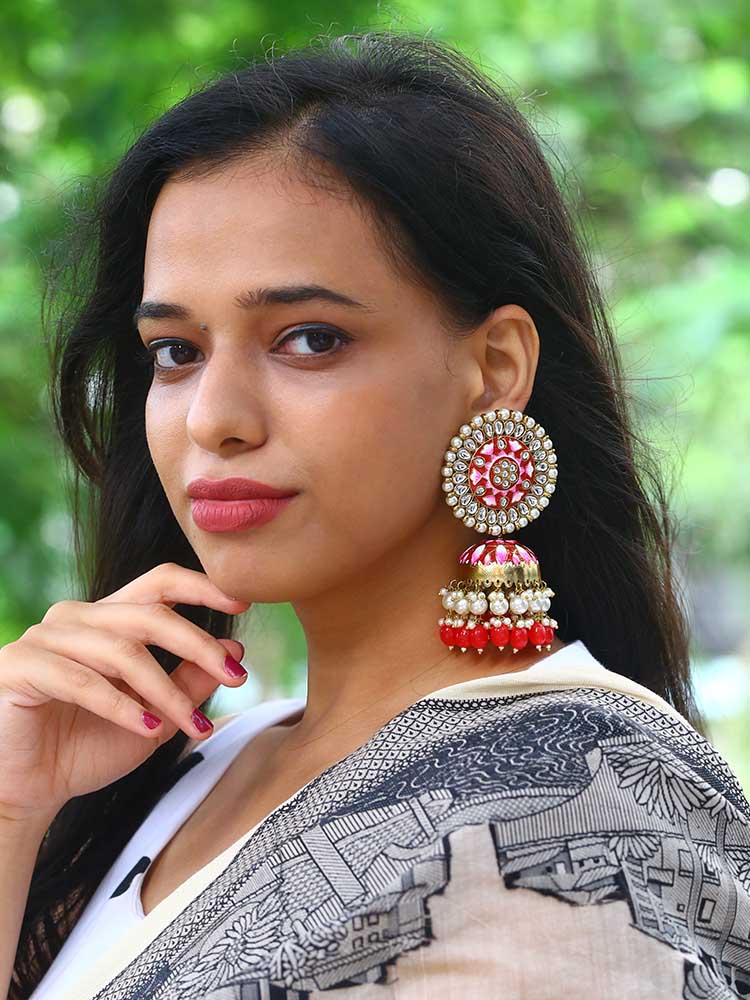 Red Kritika Jhumkis
