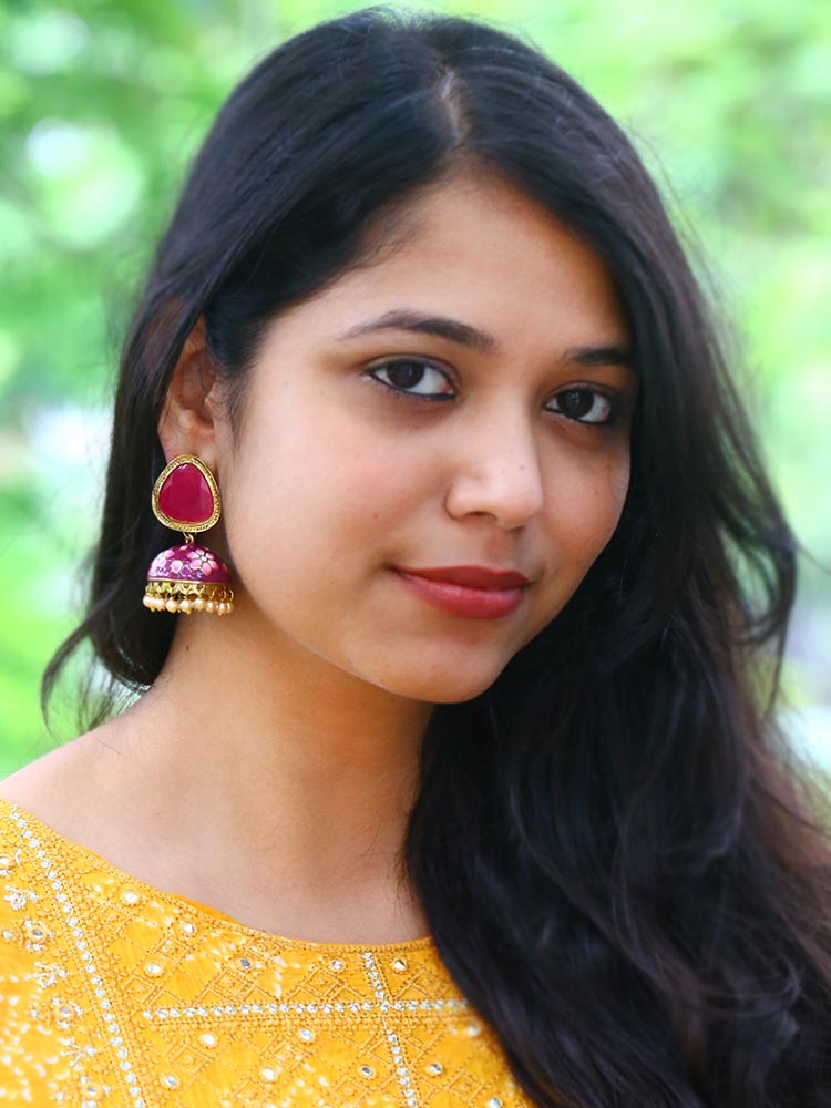 Ruby Shesha Meenakari Jhumkis