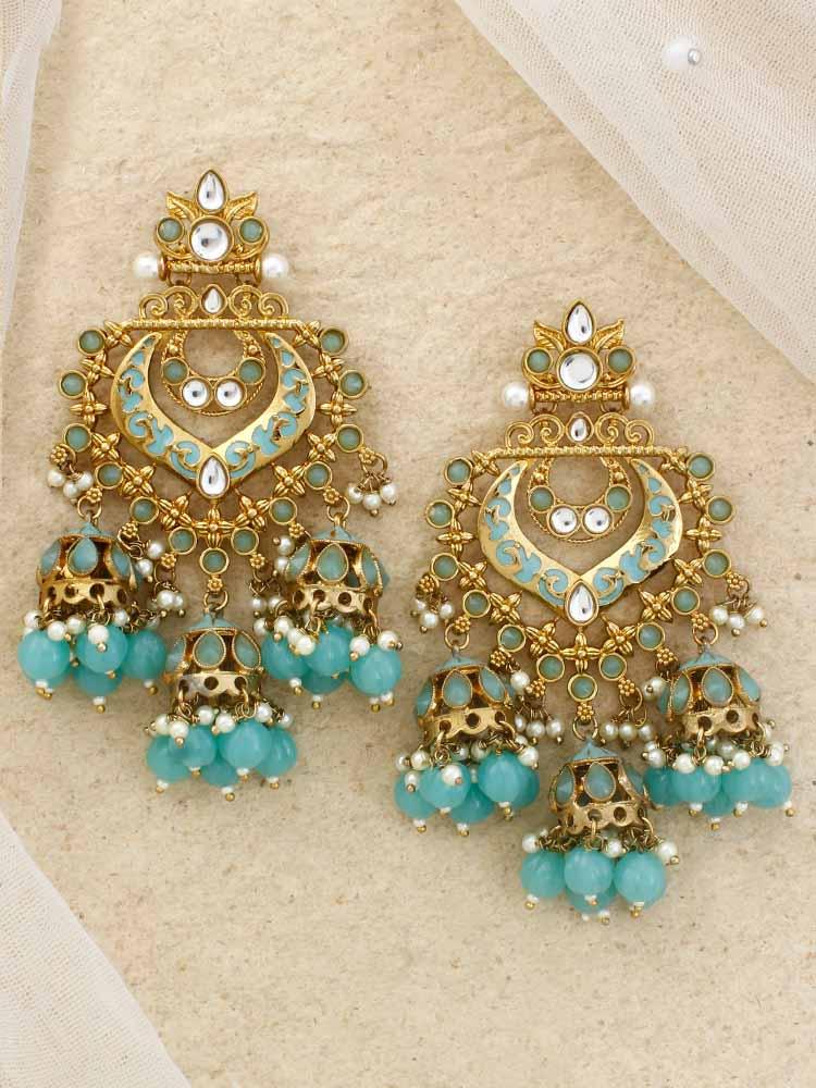 Turquoise Nityanta Jhumkis - Bling Bag