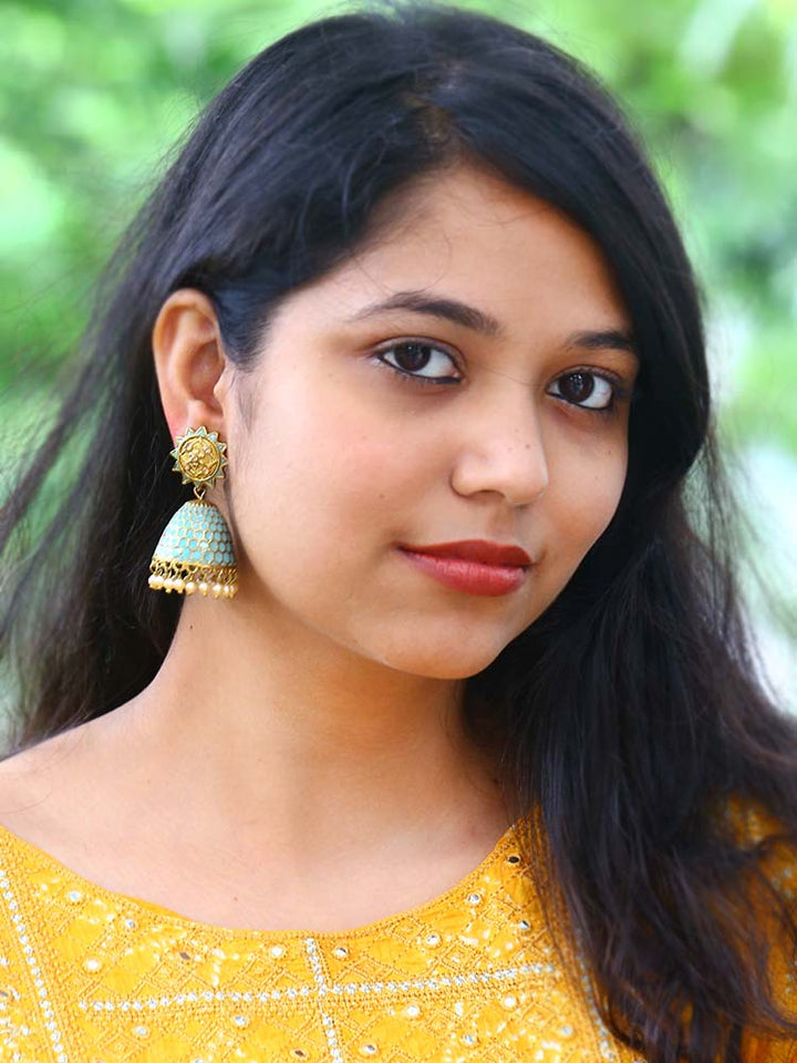 Turquoise Bell Jhumkis