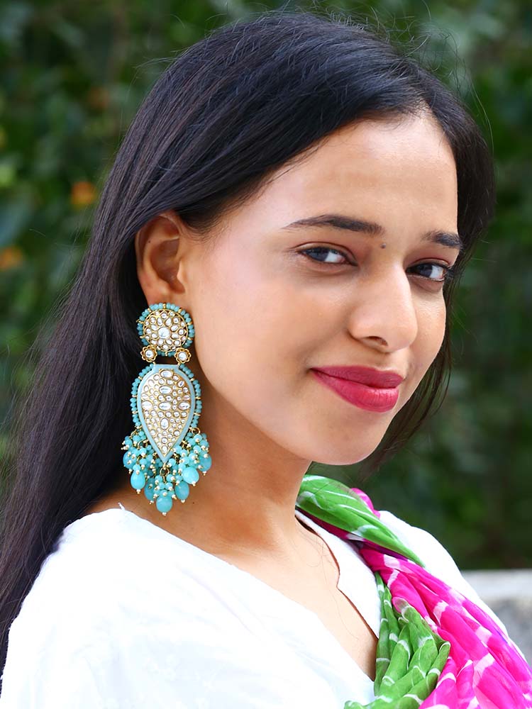 Turquoise Chaitali Chandbalis