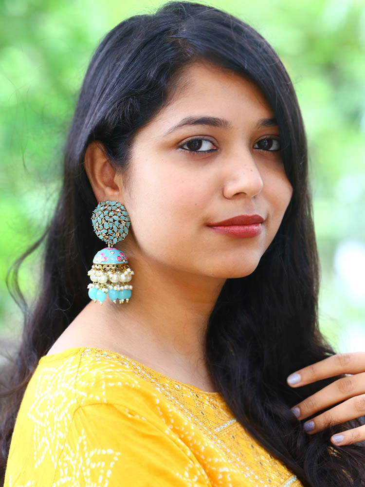 Turquoise Daliha Jhumkis