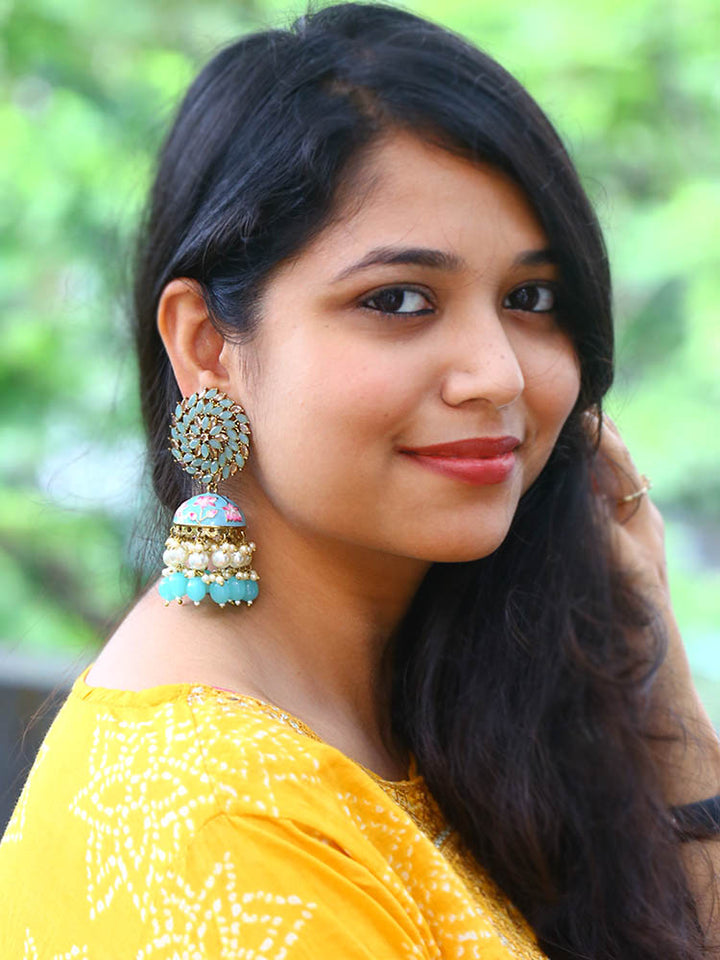 Turquoise Jessi Jhumkis