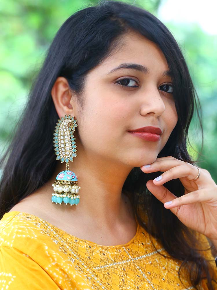 Turquoise Kaashi Jhumkis